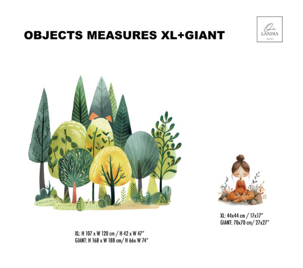 Zen Yoga Girl Wall Decals | Watercolor Forest Trees Nursery Sticker | Peaceful Room Decor