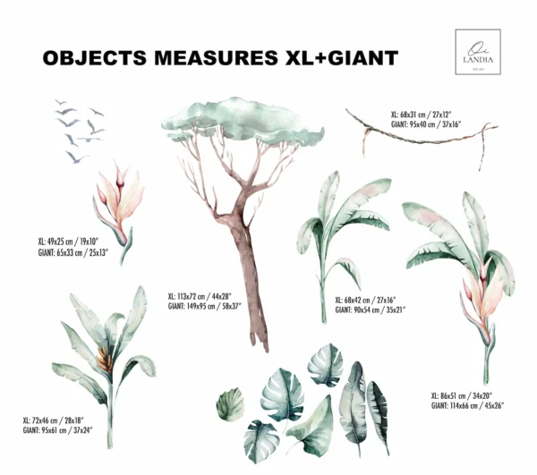 Watercolor Greenery Tree Wall Decals | Botanical Wall Art