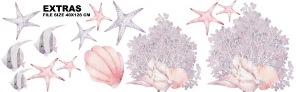 Watercolor Mermaid Wall Decals Magical Sea Princess Nursery Under Ocean Room Decor