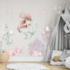 Watercolor mermaid princesses with pink tails and sea shells wall decals
