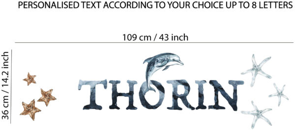 Custom Name Ocean Whale Wall Decal Personalized Nursery Marine Sea Room Stickers