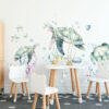 Detailed watercolor green sea turtle and baby hatchling nursery wall decals