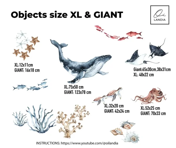 Custom Name Ocean Whale Wall Decal Personalized Nursery Marine Sea Room Stickers