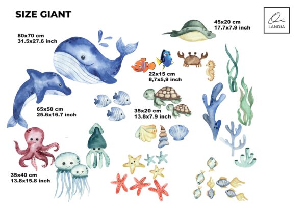 Nemo and Dori Wall Decals Watercolor Clownfish Blue Tang Wall Decals Tropical Fish Ocean