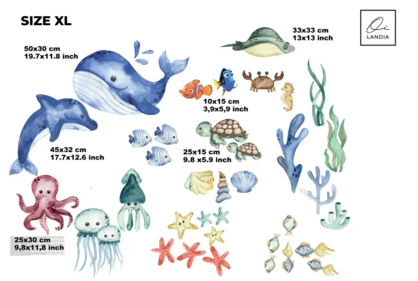 Nemo and Dori Wall Decals Watercolor Clownfish Blue Tang Wall Decals Tropical Fish Ocean