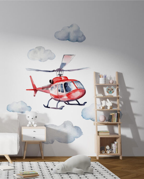 Helicopter Wall Decals for Kids Room | Aircraft Wall Stickers | Oilandia