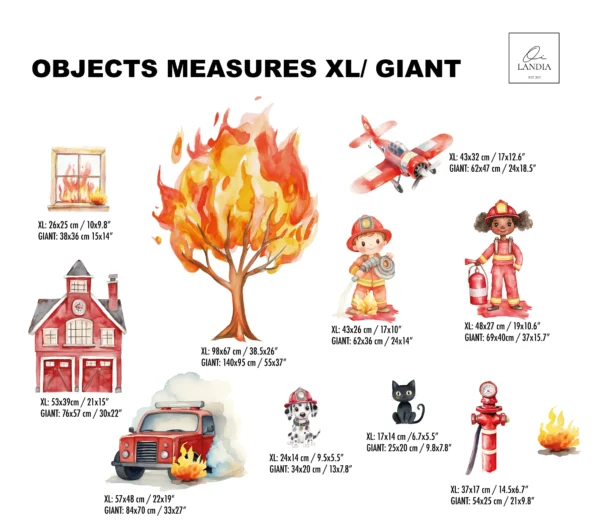 Firefighter Wall Decals for Kids Room – Fire Rescue Truck Wall Stickers for Young Firefighters