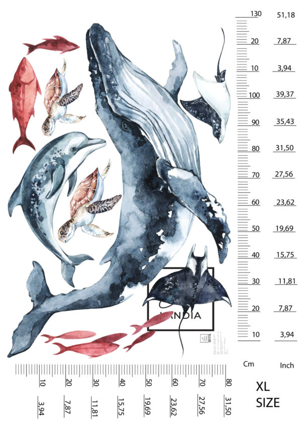 Custom Name Ocean Wall Decal Personalized Nursery Whale Sea Animal Room Stickers