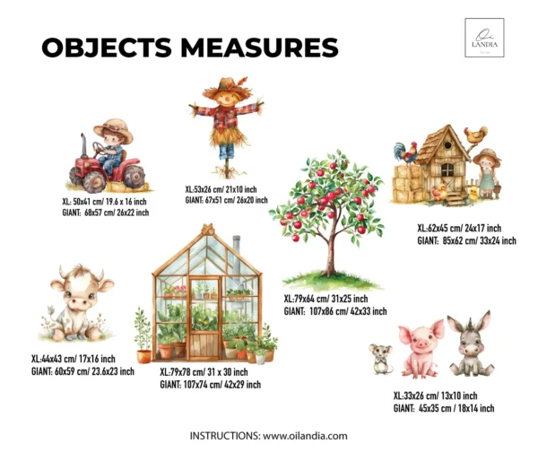 Watercolor Farm Animals Wall Decals - Custom  Name Red Tractor Nursery Stickers