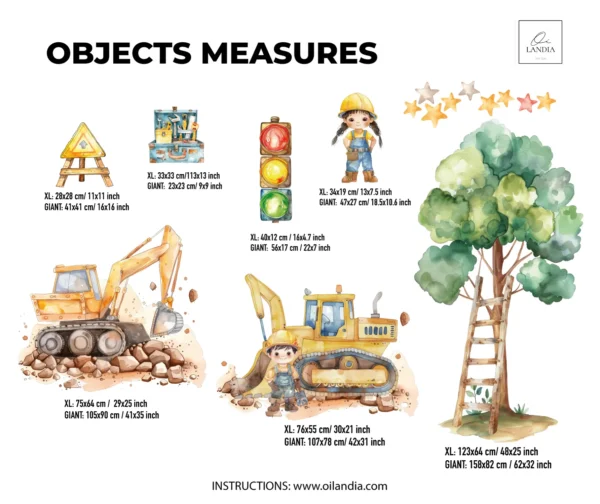 Custom Construction Name Wall Decals Personalized Excavator Stickers Little Builders Nursery Decor