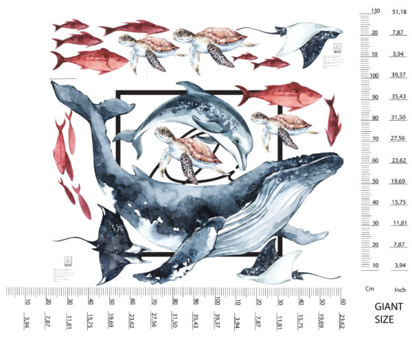 Custom Name Ocean Wall Decal Personalized Nursery Whale Sea Animal Room Stickers