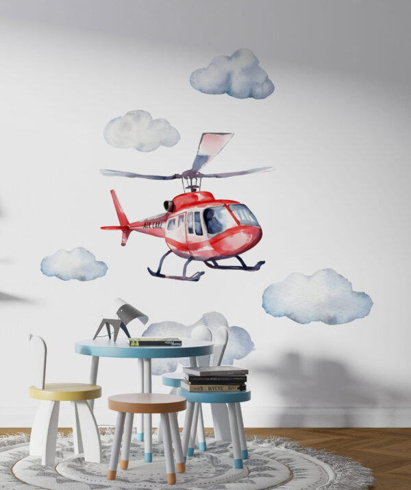 Helicopter Wall Decals for Kids Room | Aircraft Wall Stickers | Oilandia
