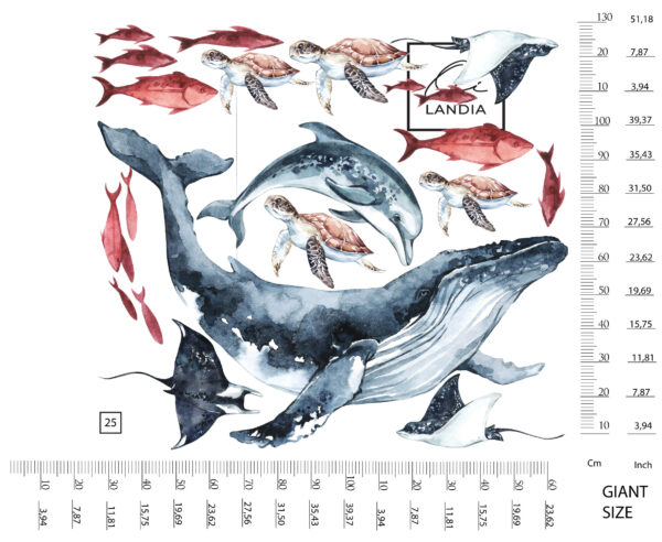 Custom Name Ocean Wall Decal Personalized Nursery Whale Sea Animal Room Stickers